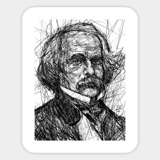 NATHANIEL HAWTHORNE ink portrait .1 Sticker